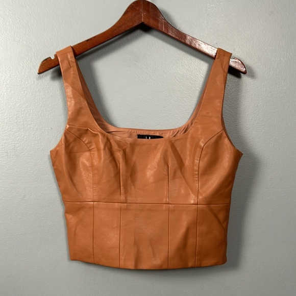 Lulus Brown Vegan Leather corset Tank Top- like new - Picture 4 of 10
